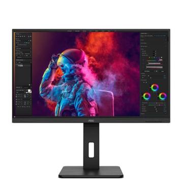 AOC/冠捷 显示器，U32P2C 31.5英寸 4K显示器 Type-c 65W反向充电 窄边框 旋转升降 专业设计