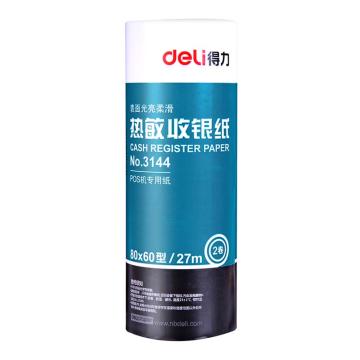 Deli/得力 多瑙河热敏收银纸，80mm*60mm*27m(白)(2卷/筒) 3144 单位：筒