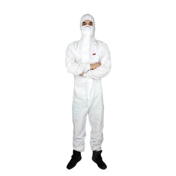 3M 欧标5级防化服 ,4515-XL ,白色带帽连体防护服