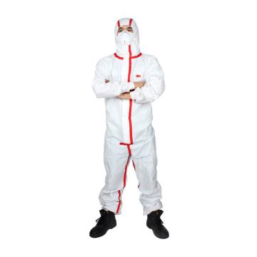3M 白色带帽红色胶条防化服 ,4565-L