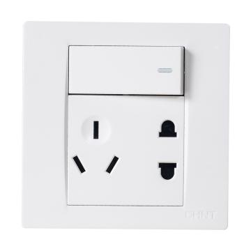 CHINT/正泰 一开双控五孔面板插座 ,NEW7-Q44000A(老型号NEW7-Q44000）