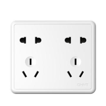 CHINT/正泰 NEW1C系列 十孔插座 2位五孔 ,86型白色明装 ,NEW1-C11400A