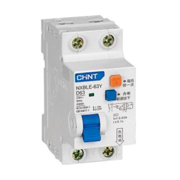 CHINT/正泰 微型剩余电流保护断路器 ,NXBLE-63Y 1P+N 63A C型 30mA AC