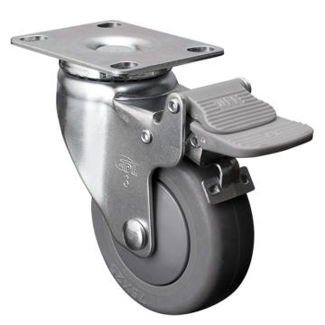 EDL/易得力 平顶刹车超级人造胶(TPE)脚轮，脚轮轻型3寸70kg，37123H-373-57