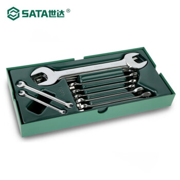 SATA/世达 扳手套装，10件两用扳手及开口扳手组套 09904