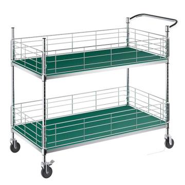 WELLAND/川井 201不锈钢防静电手推车，双层电子车间洁净室物料周转车单扶手工具车75*60*98cm